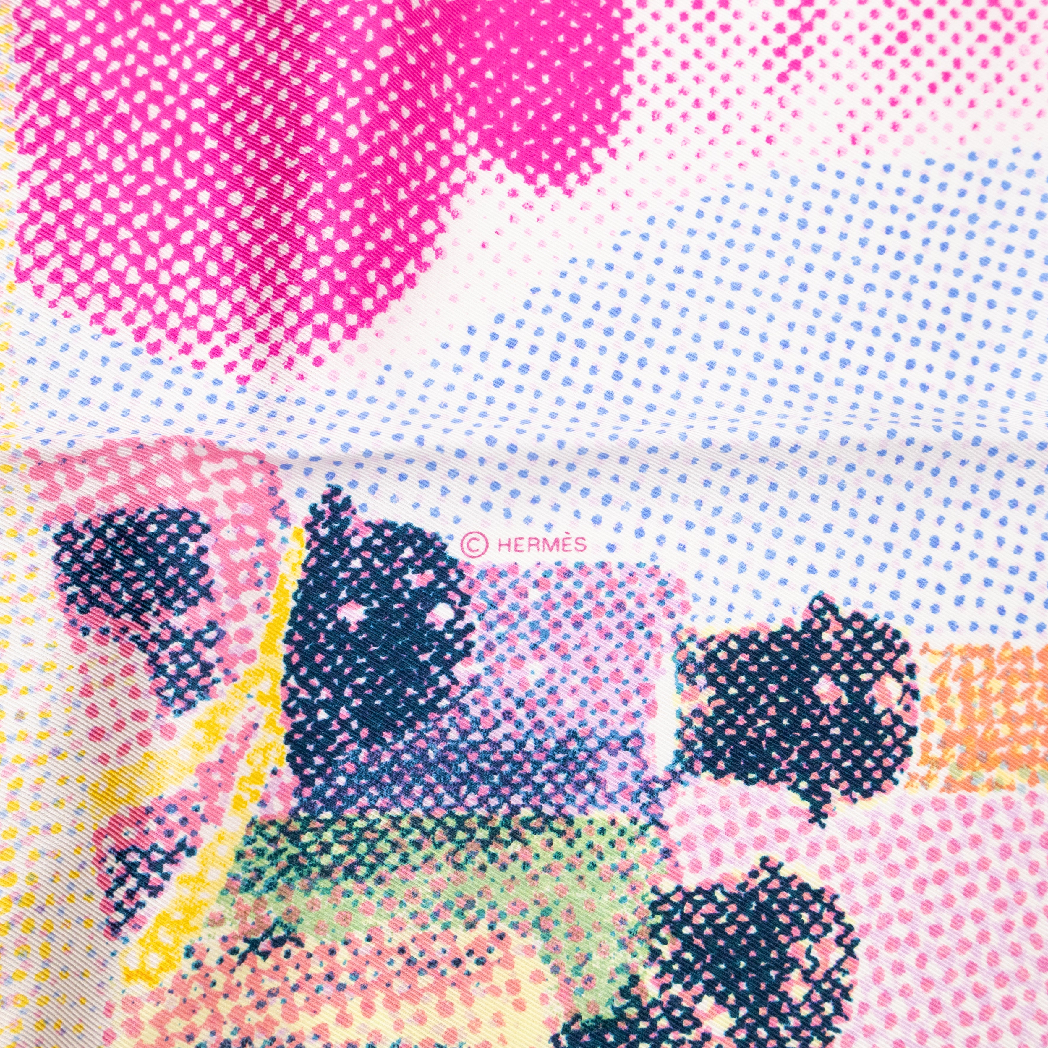 Silk Scarf 70 Regard de Soie Pink Yellow