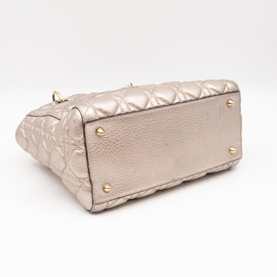 Lady Dior Supple Medium Champagne Metallic Leather