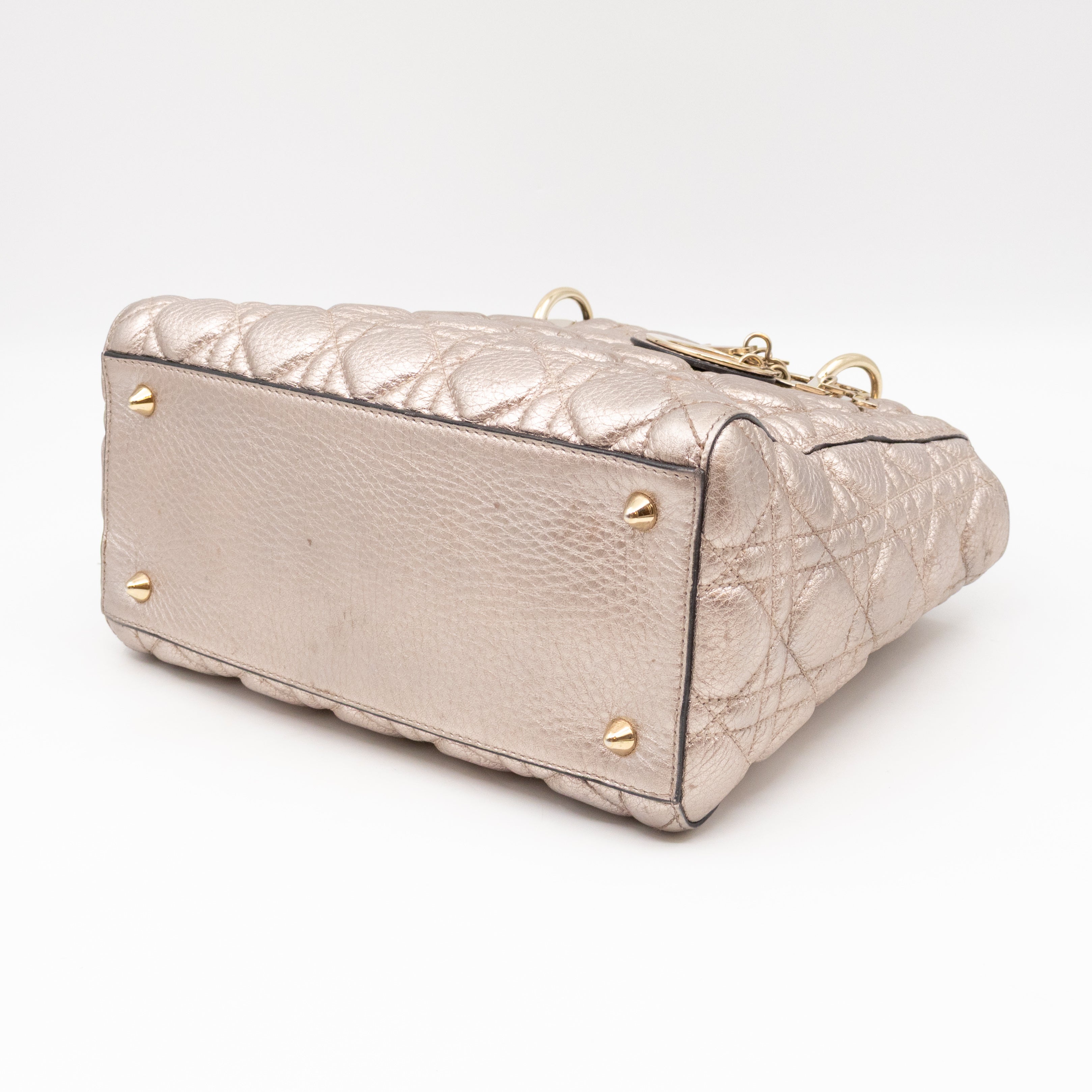 Lady Dior Supple Medium Champagne Metallic Leather