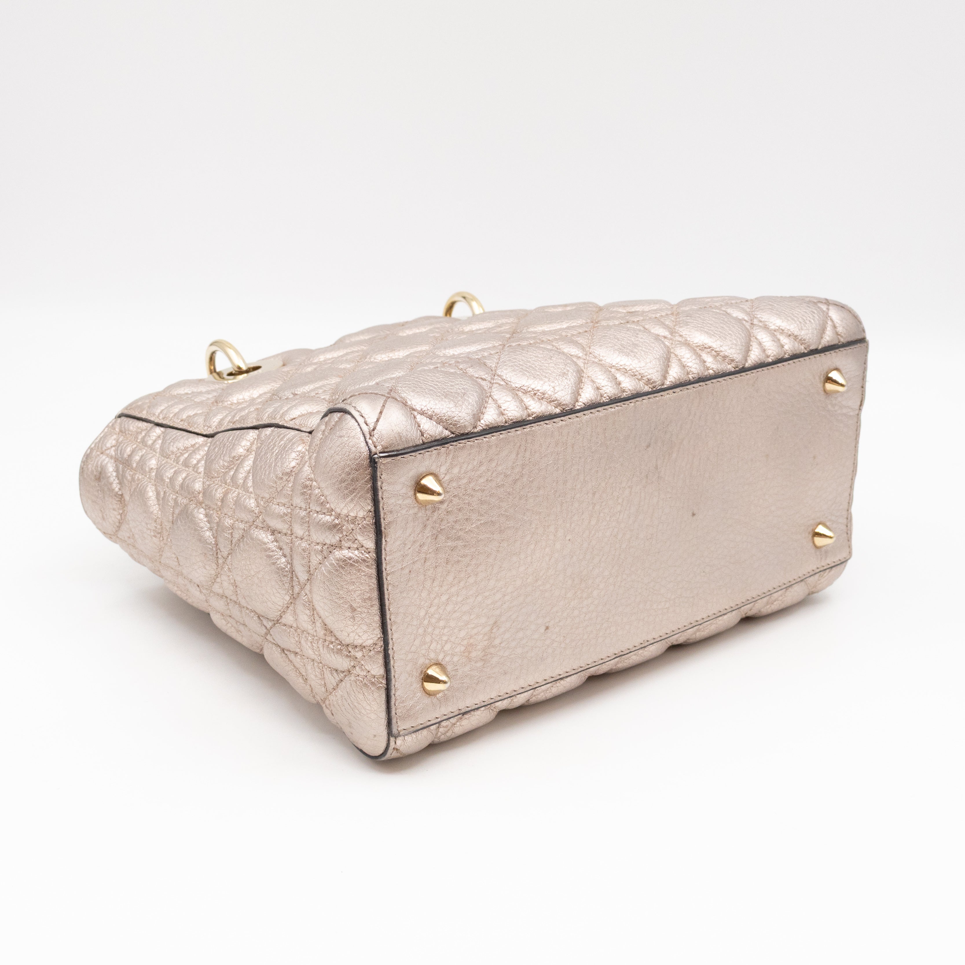 Lady Dior Supple Medium Champagne Metallic Leather