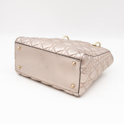 Lady Dior Supple Medium Champagne Metallic Leather