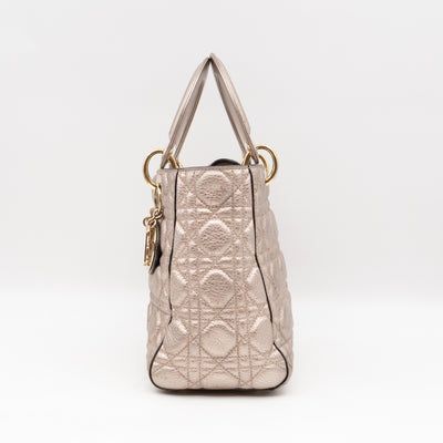 Lady Dior Supple Medium Champagne Metallic Leather