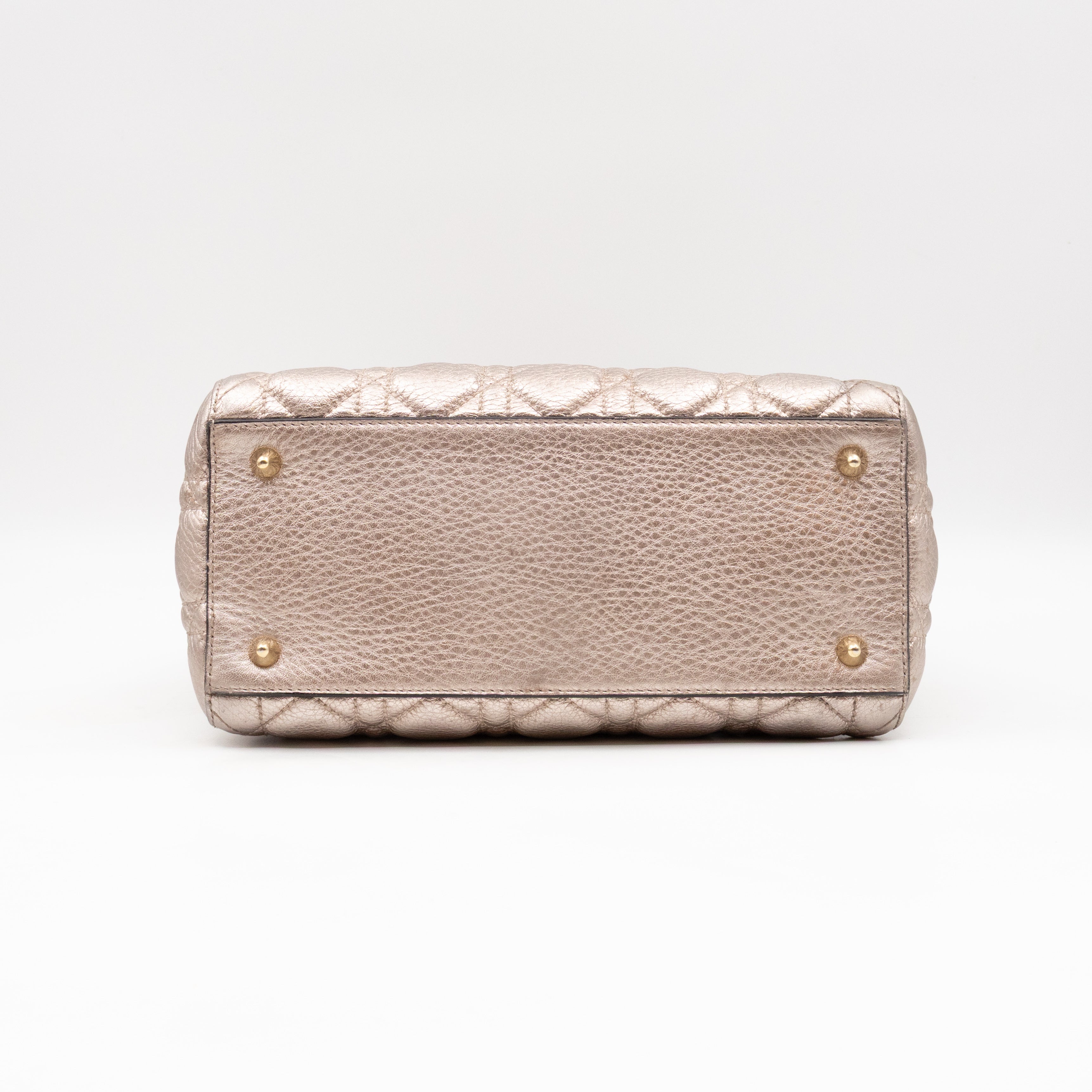 Lady Dior Supple Medium Champagne Metallic Leather