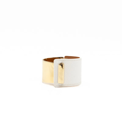 Thales Bangle Bracelet White Leather Gold