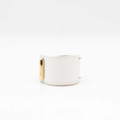 Thales Bangle Bracelet White Leather Gold