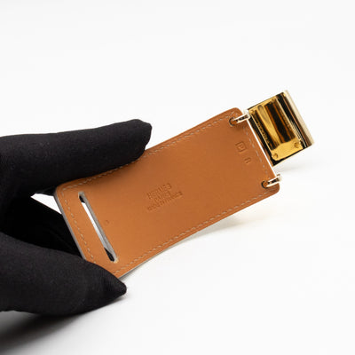 Thales Bangle Bracelet White Leather Gold
