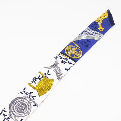Twilly Silk Scarf Etriers Remix Armor Blue