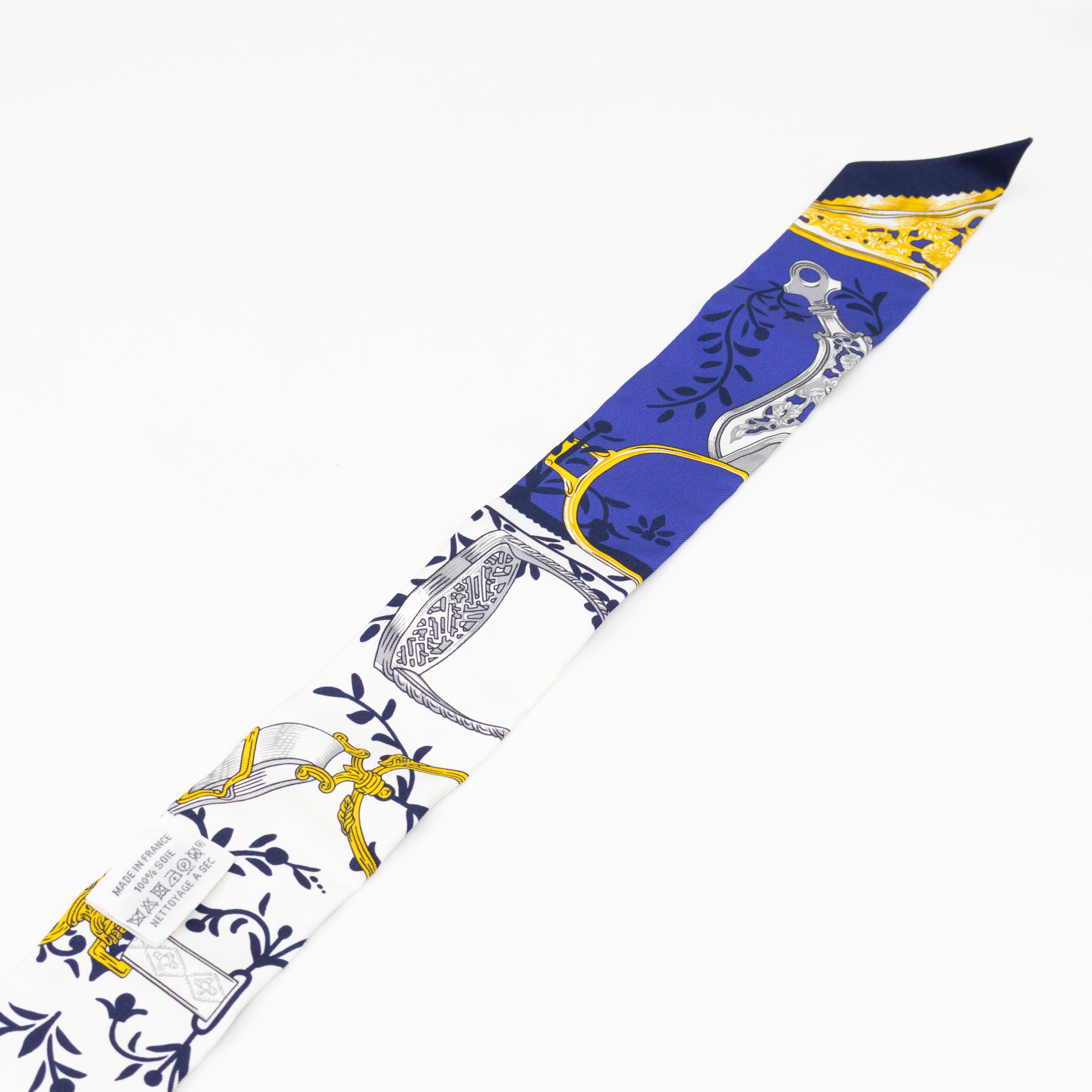Twilly Silk Scarf Etriers Remix Armor Blue