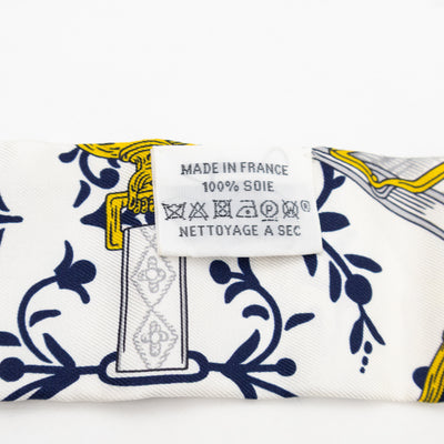 Twilly Silk Scarf Etriers Remix Armor Blue