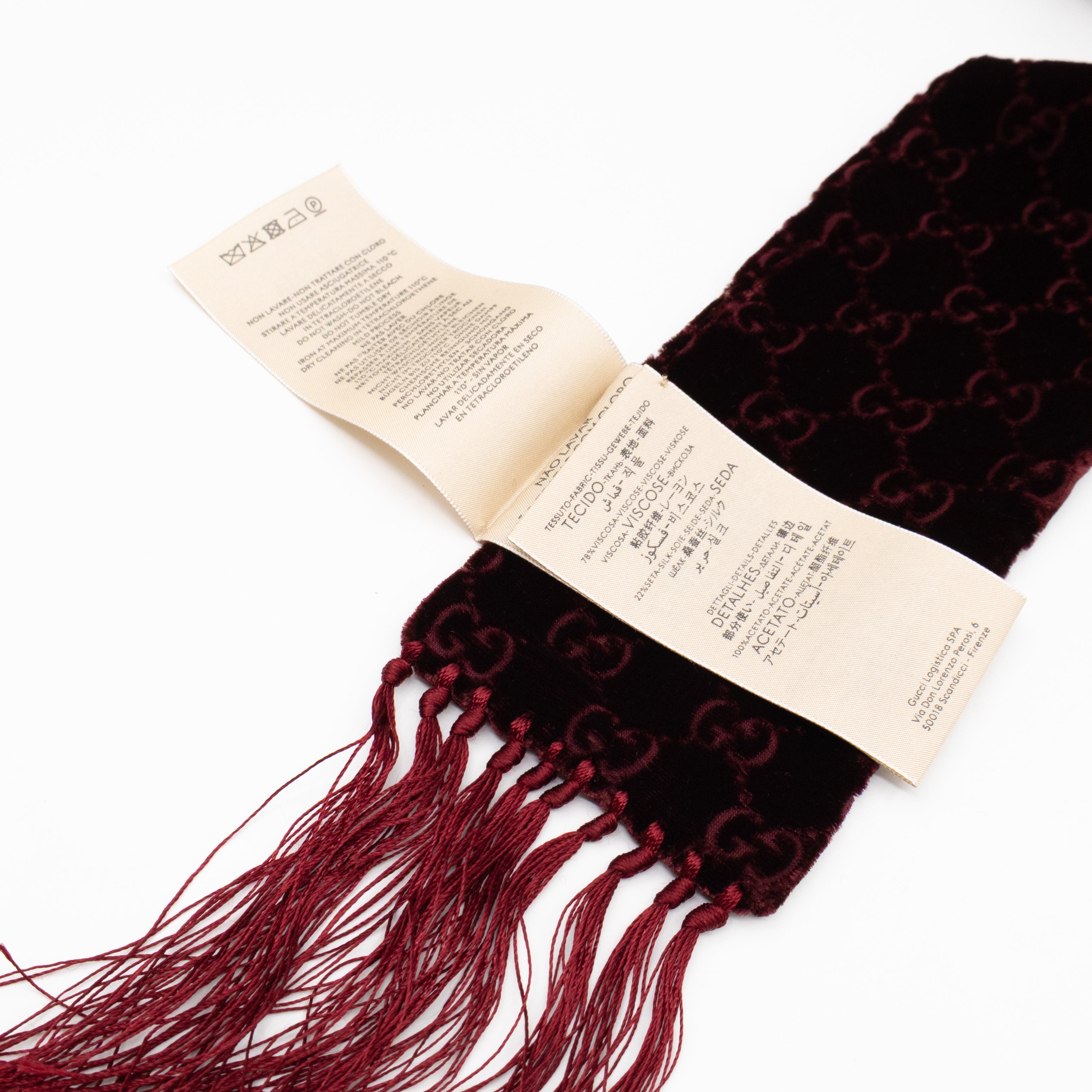 GG Velvet Scarf Burgundy