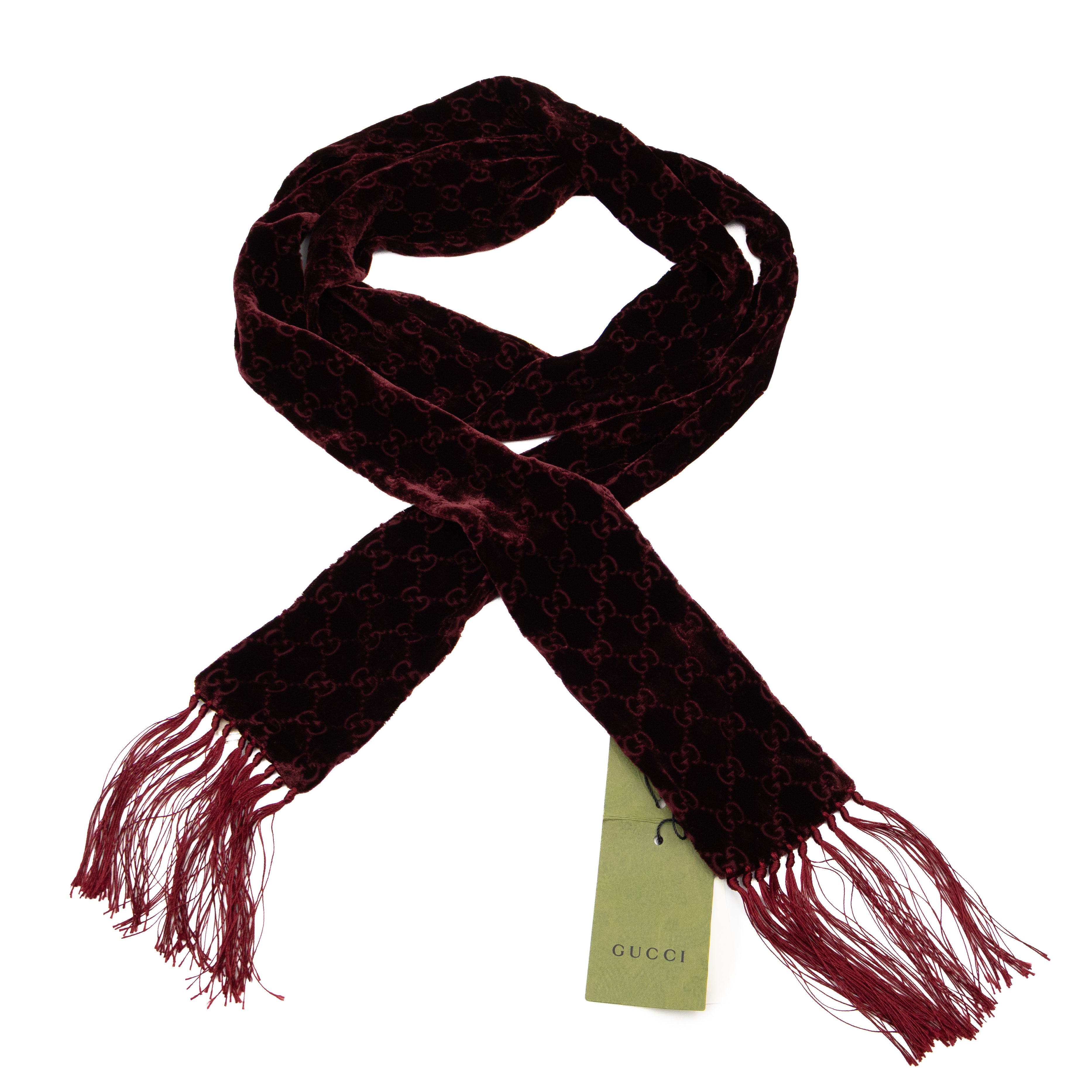 GG Velvet Scarf Burgundy