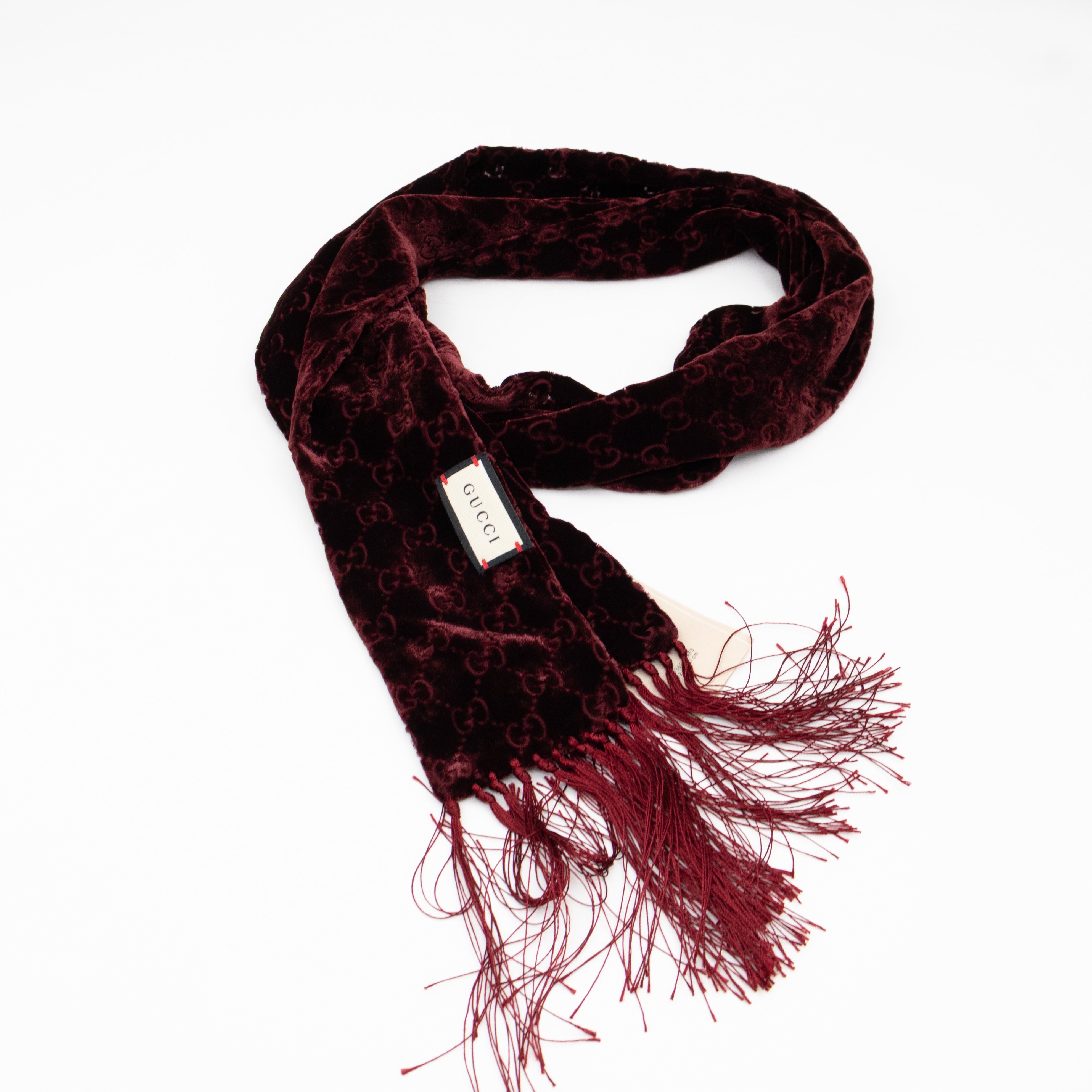 GG Velvet Scarf Burgundy
