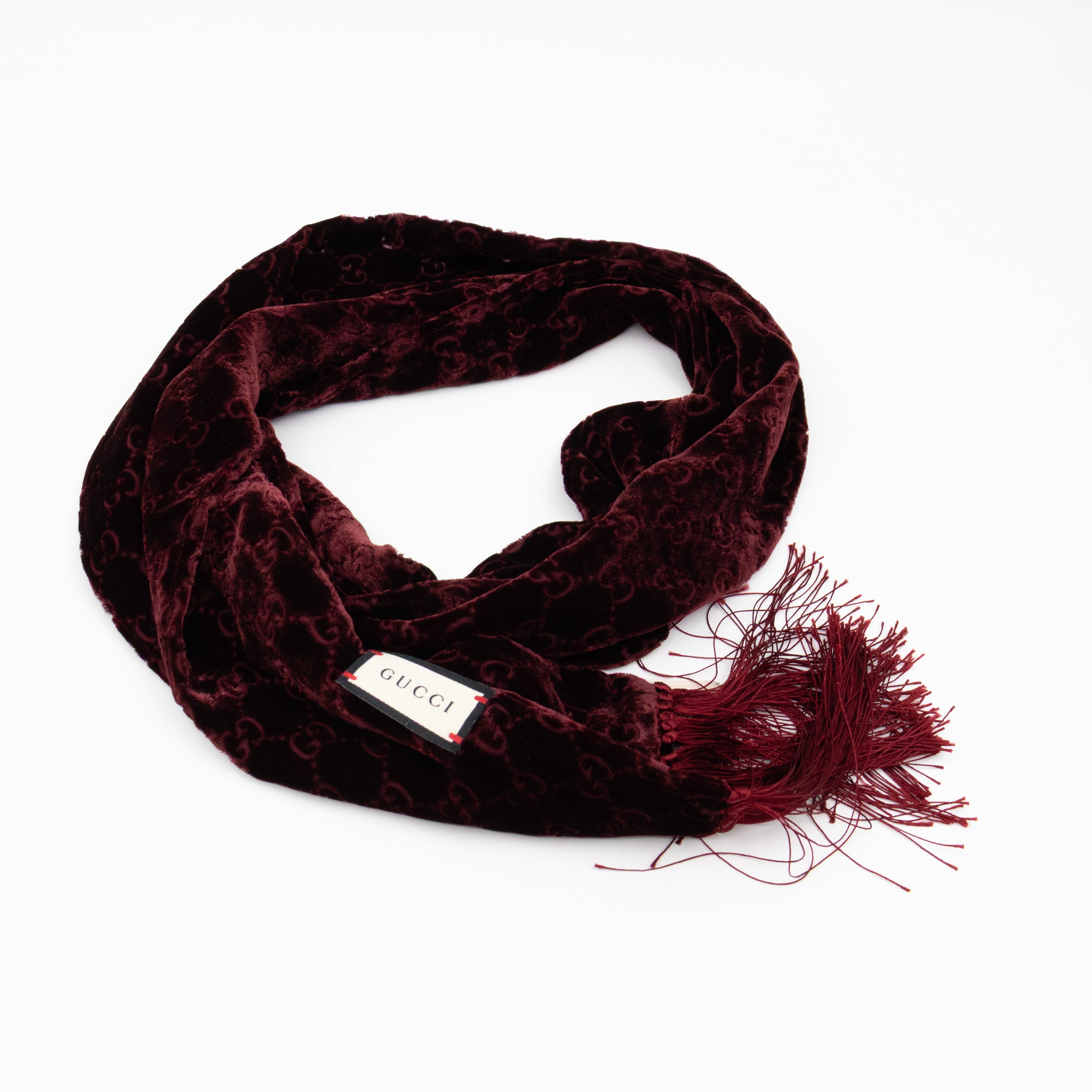 GG Velvet Scarf Burgundy
