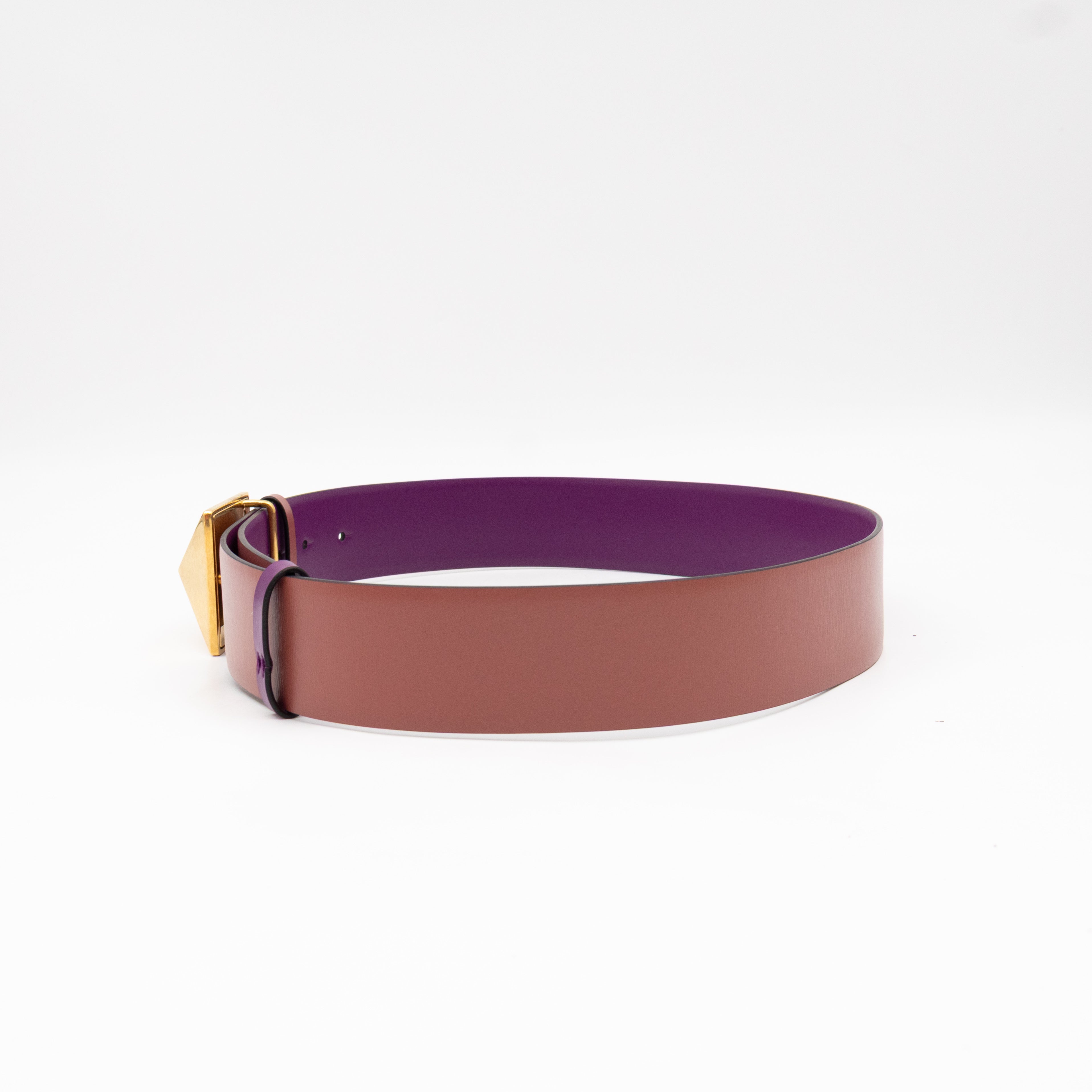 One Stud Reversible Purple and Mauve Leather Belt 70 cm