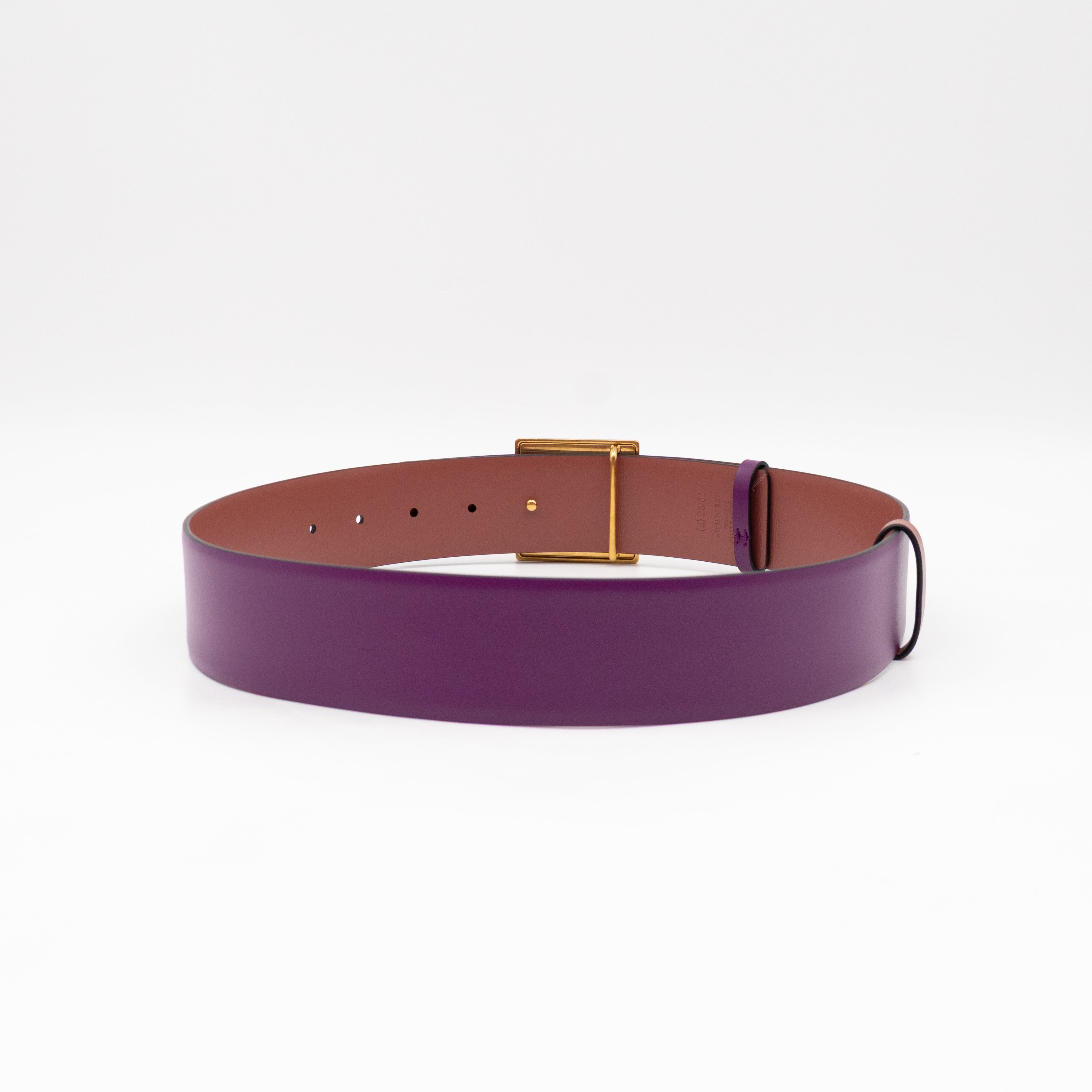 One Stud Reversible Purple and Mauve Leather Belt 70 cm