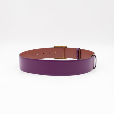 One Stud Reversible Purple and Mauve Leather Belt 70 cm