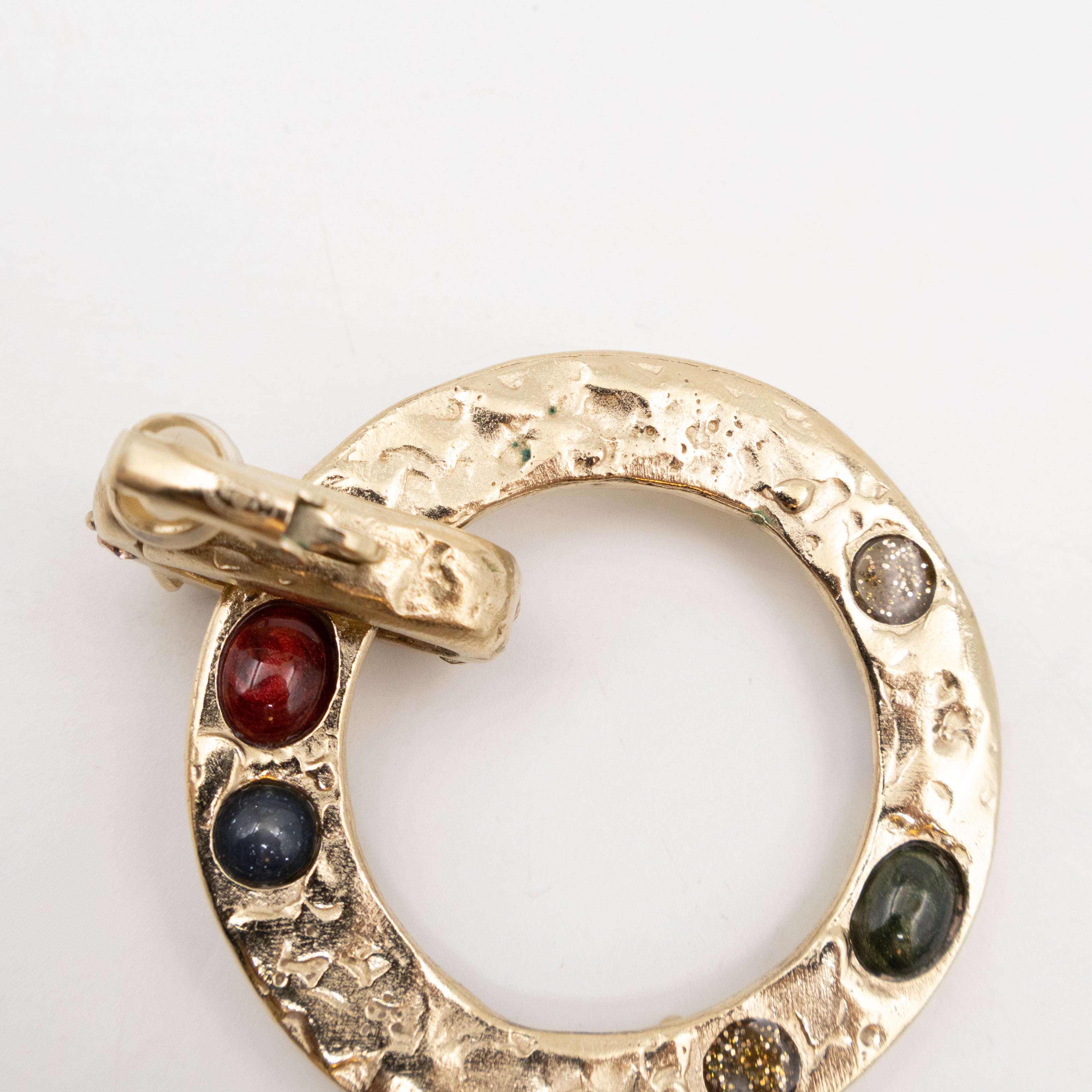 Hoop Clip-on Earrings Embellished Rhinestones Light Gold