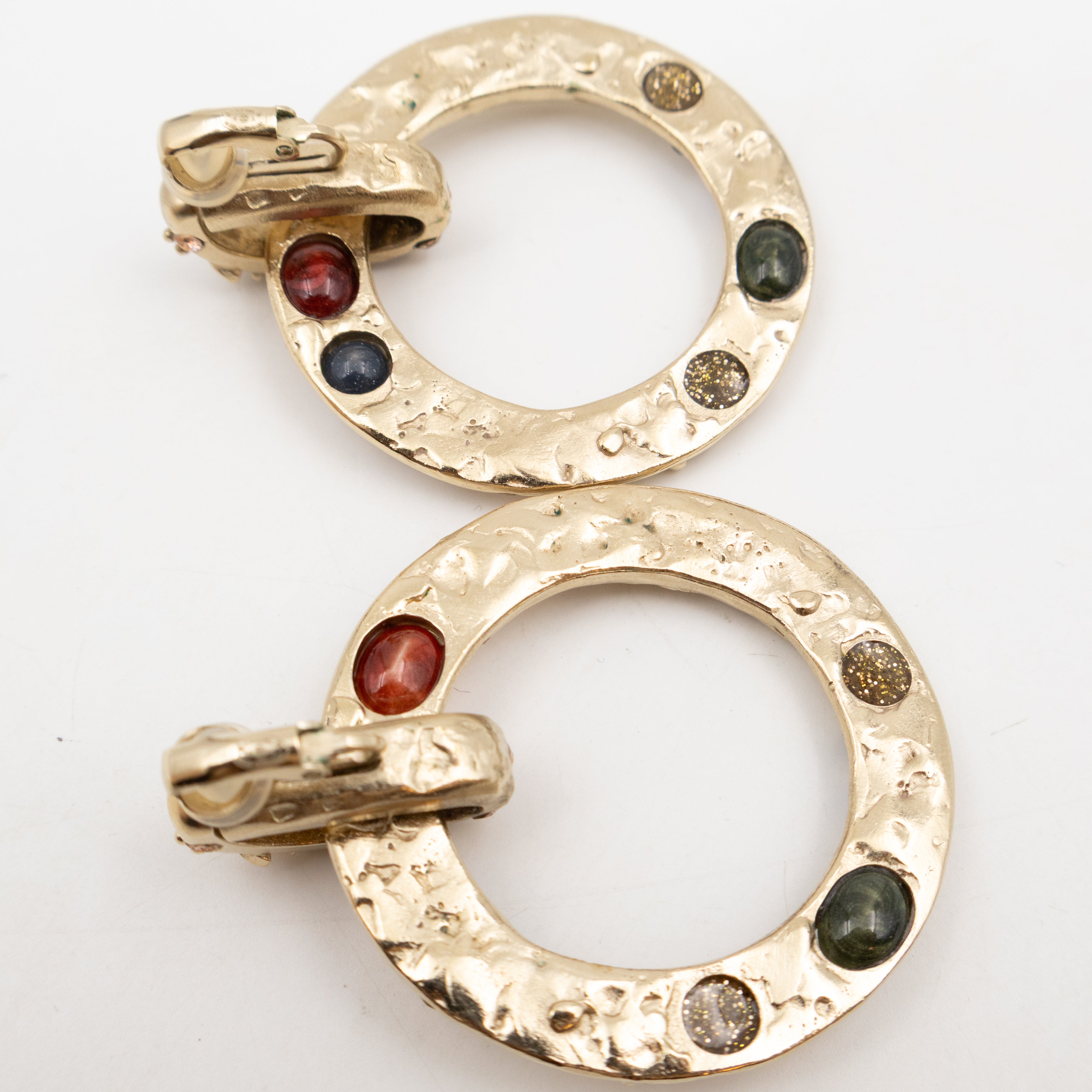 Hoop Clip-on Earrings Embellished Rhinestones Light Gold