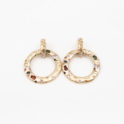 Hoop Clip-on Earrings Embellished Rhinestones Light Gold