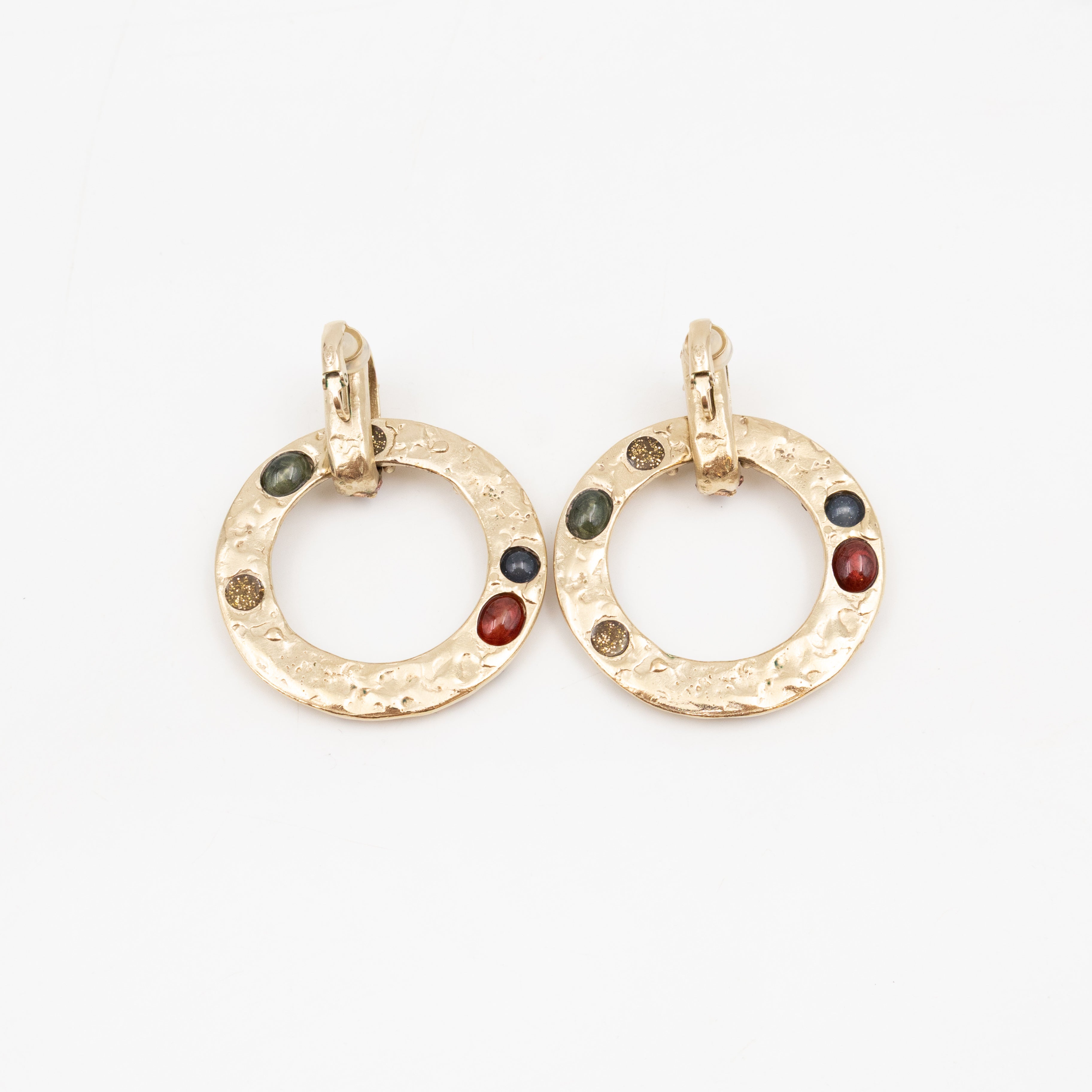 Hoop Clip-on Earrings Embellished Rhinestones Light Gold