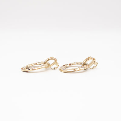 Hoop Clip-on Earrings Embellished Rhinestones Light Gold