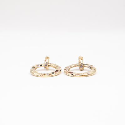 Hoop Clip-on Earrings Embellished Rhinestones Light Gold