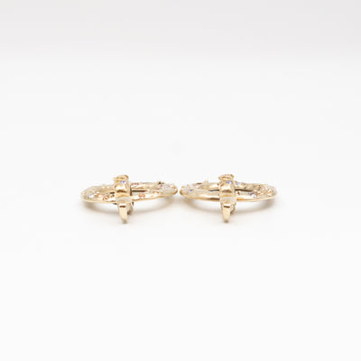 Hoop Clip-on Earrings Embellished Rhinestones Light Gold
