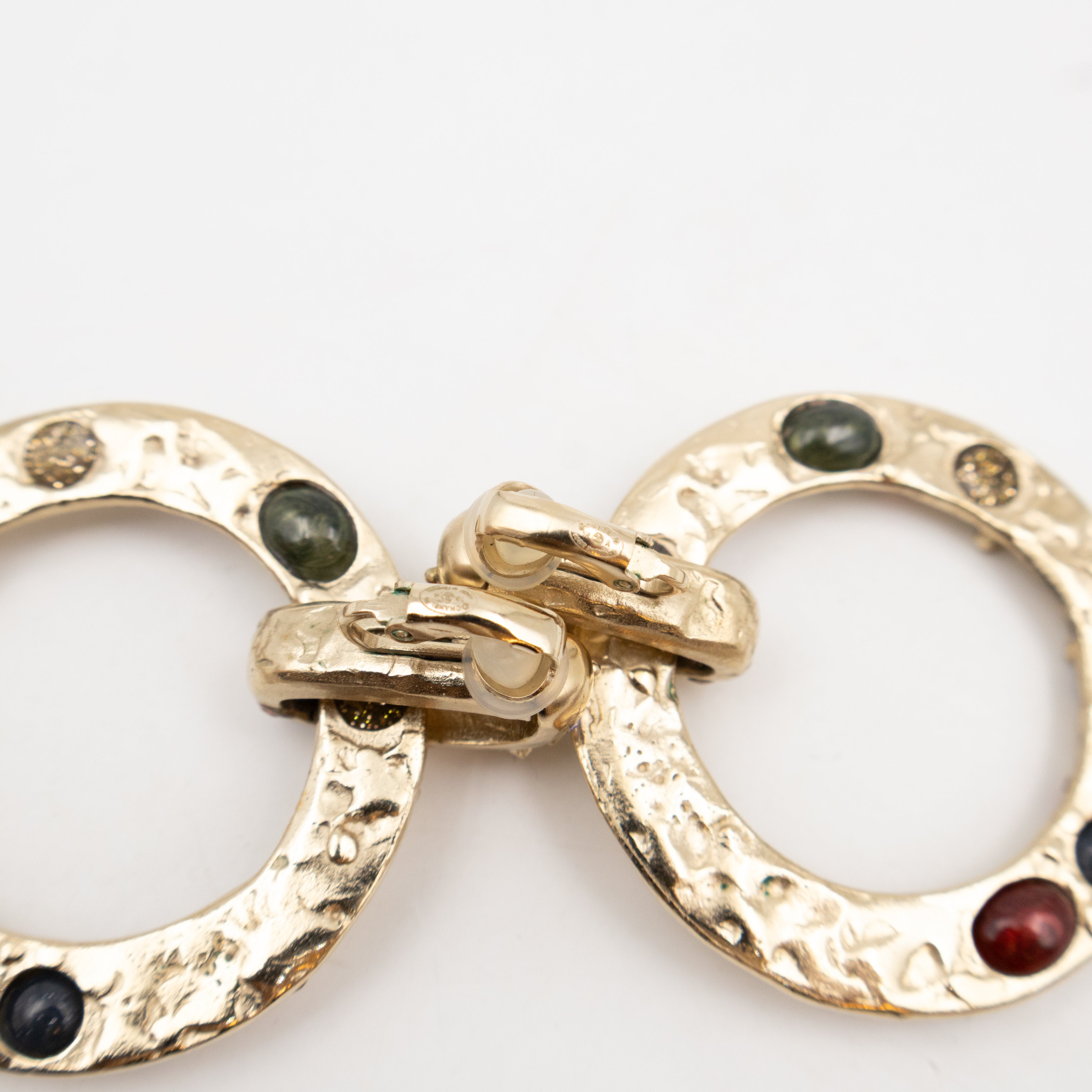 Hoop Clip-on Earrings Embellished Rhinestones Light Gold