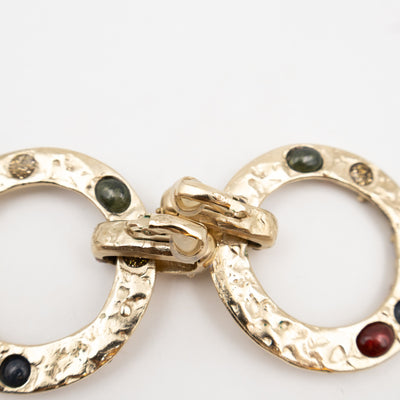 Hoop Clip-on Earrings Embellished Rhinestones Light Gold