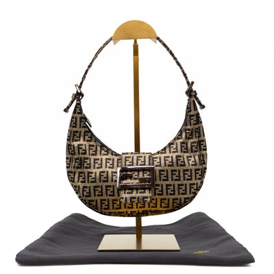 Baguette Croissant Mini Bag Zucca Glitter Black FF Monogram