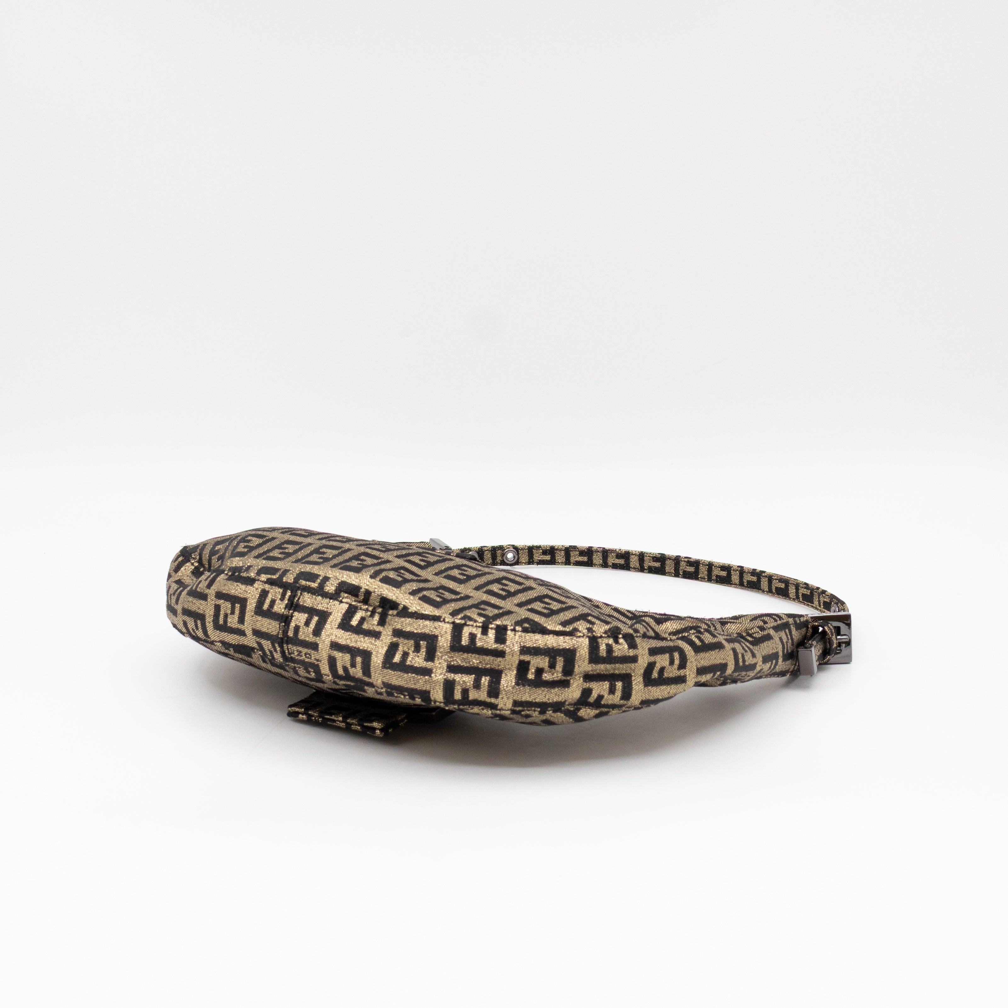 Baguette Croissant Mini Bag Zucca Glitter Black FF Monogram