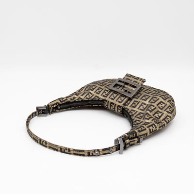 Baguette Croissant Mini Bag Zucca Glitter Black FF Monogram