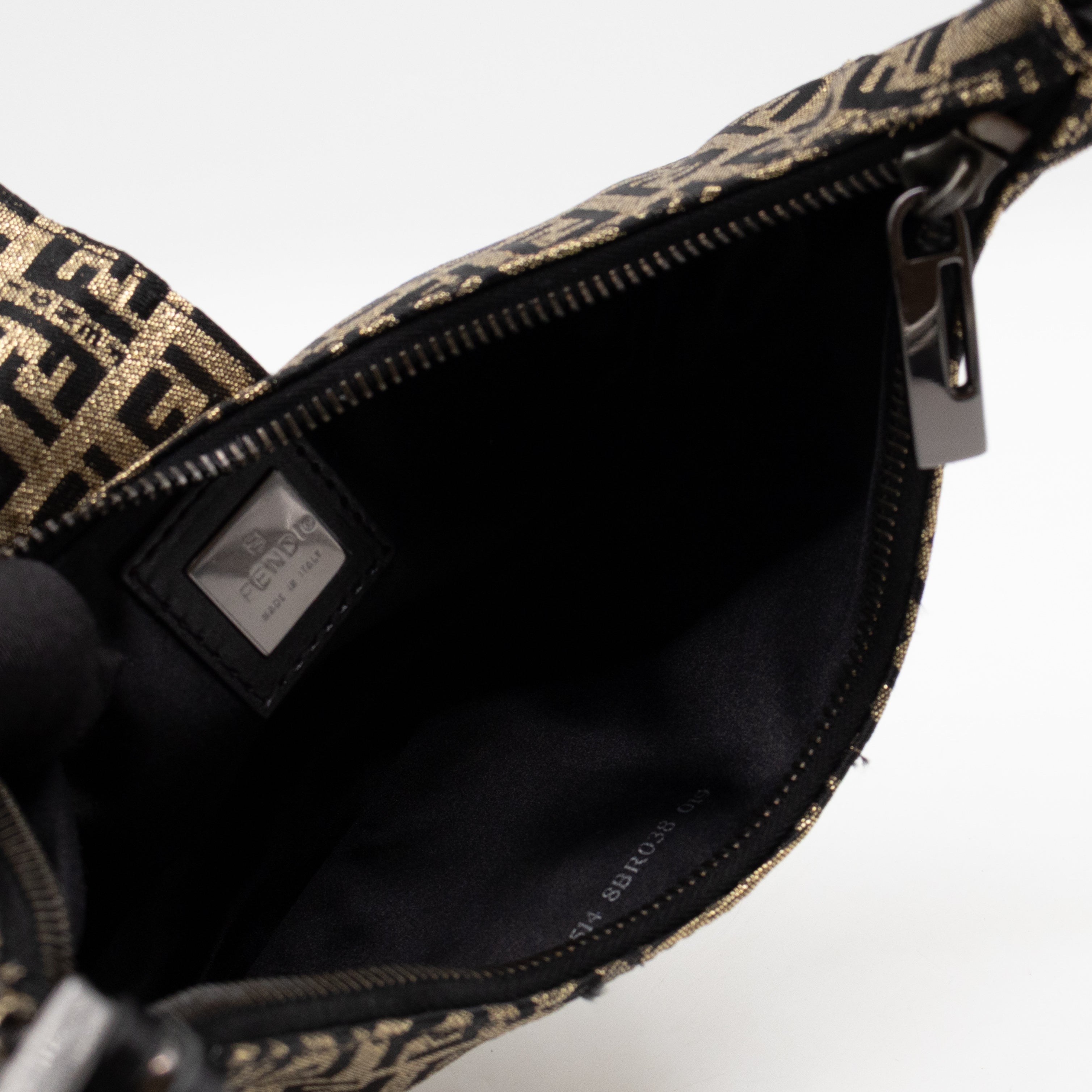 Baguette Croissant Mini Bag Zucca Glitter Black FF Monogram
