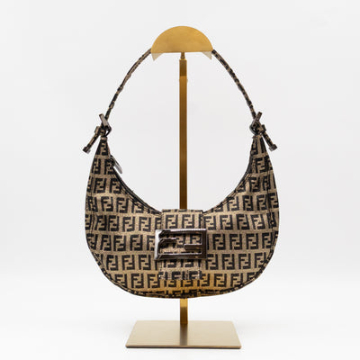 Baguette Croissant Mini Bag Zucca Glitter Black FF Monogram
