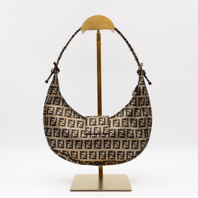 Baguette Croissant Mini Bag Zucca Glitter Black FF Monogram