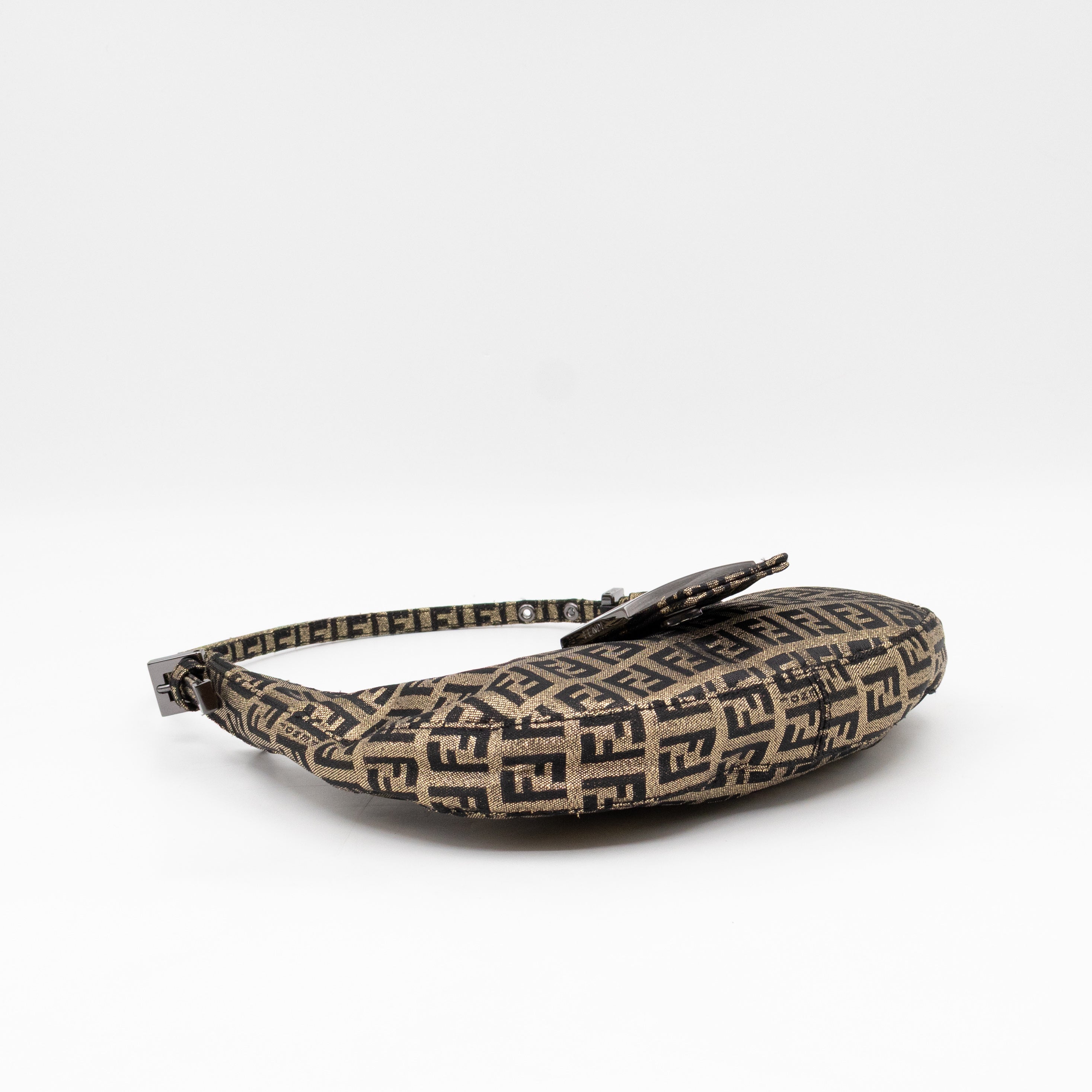 Baguette Croissant Mini Bag Zucca Glitter Black FF Monogram