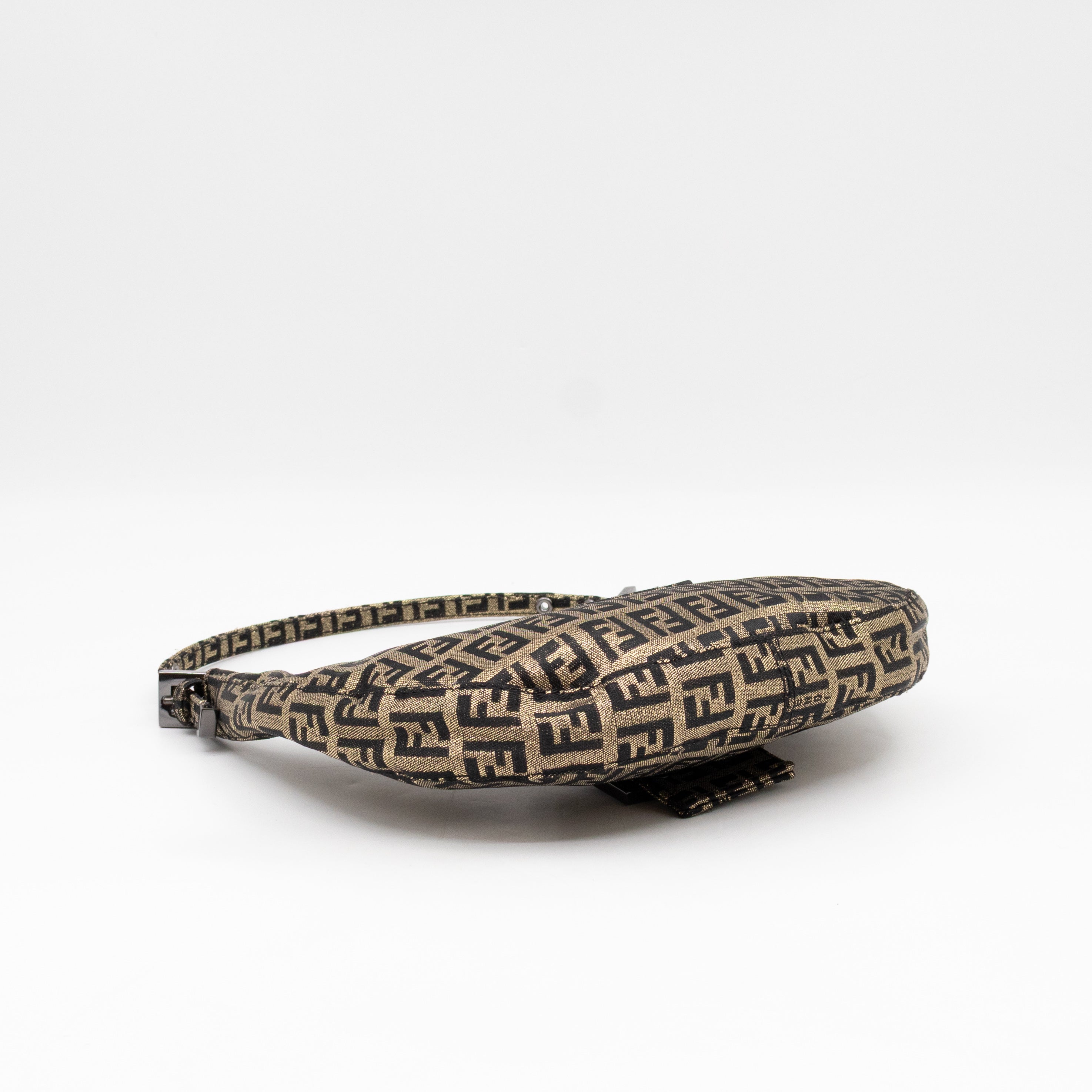 Baguette Croissant Mini Bag Zucca Glitter Black FF Monogram