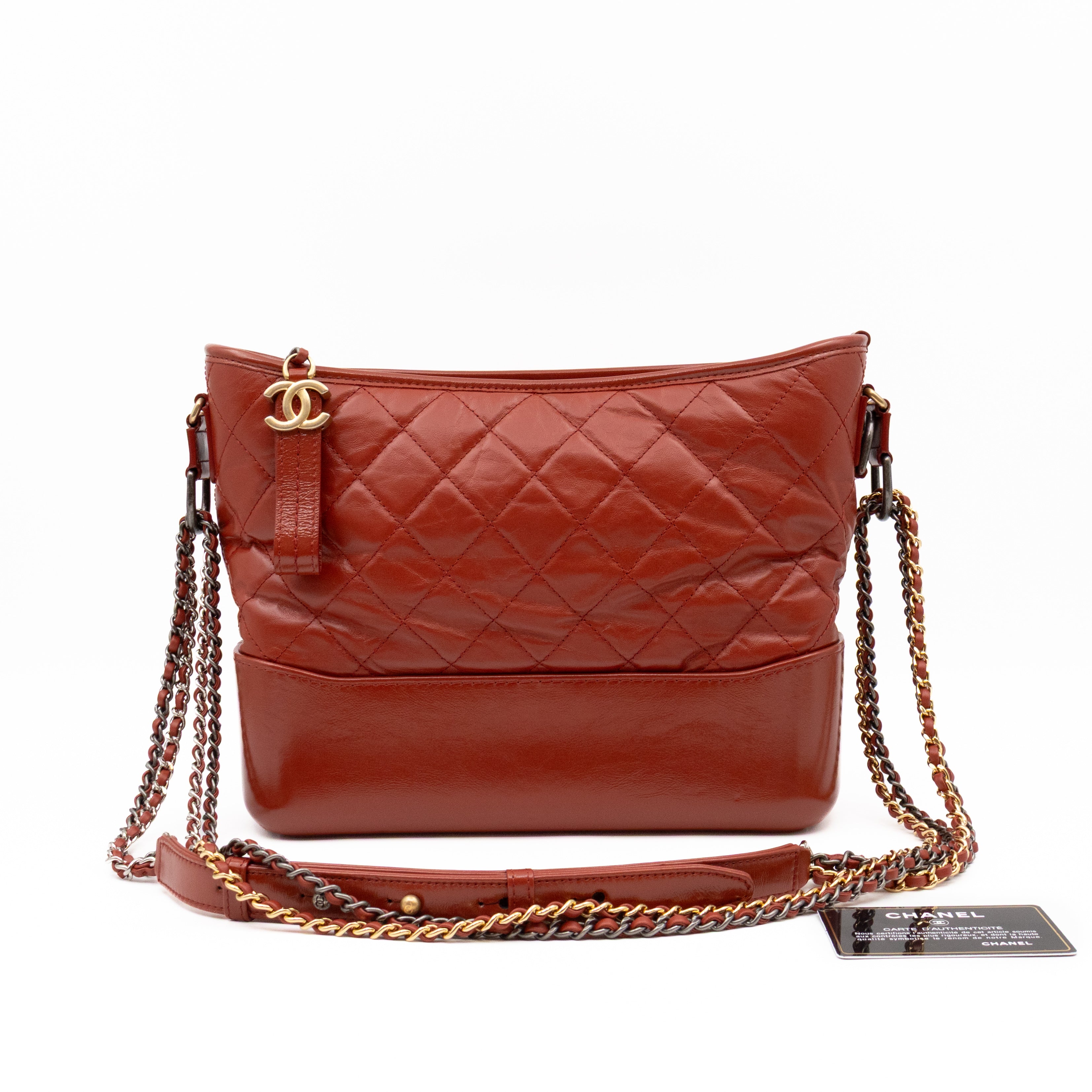 Gabrielle Hobo Medium Brique Rouge Calfskin Leather