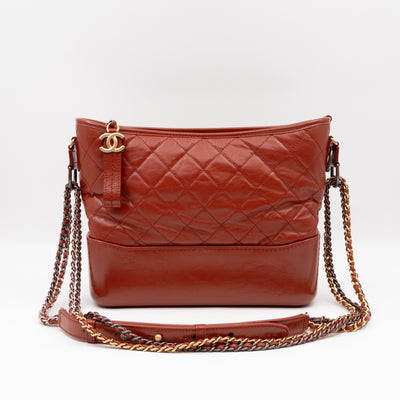 Gabrielle Hobo Medium Brique Rouge Calfskin Leather