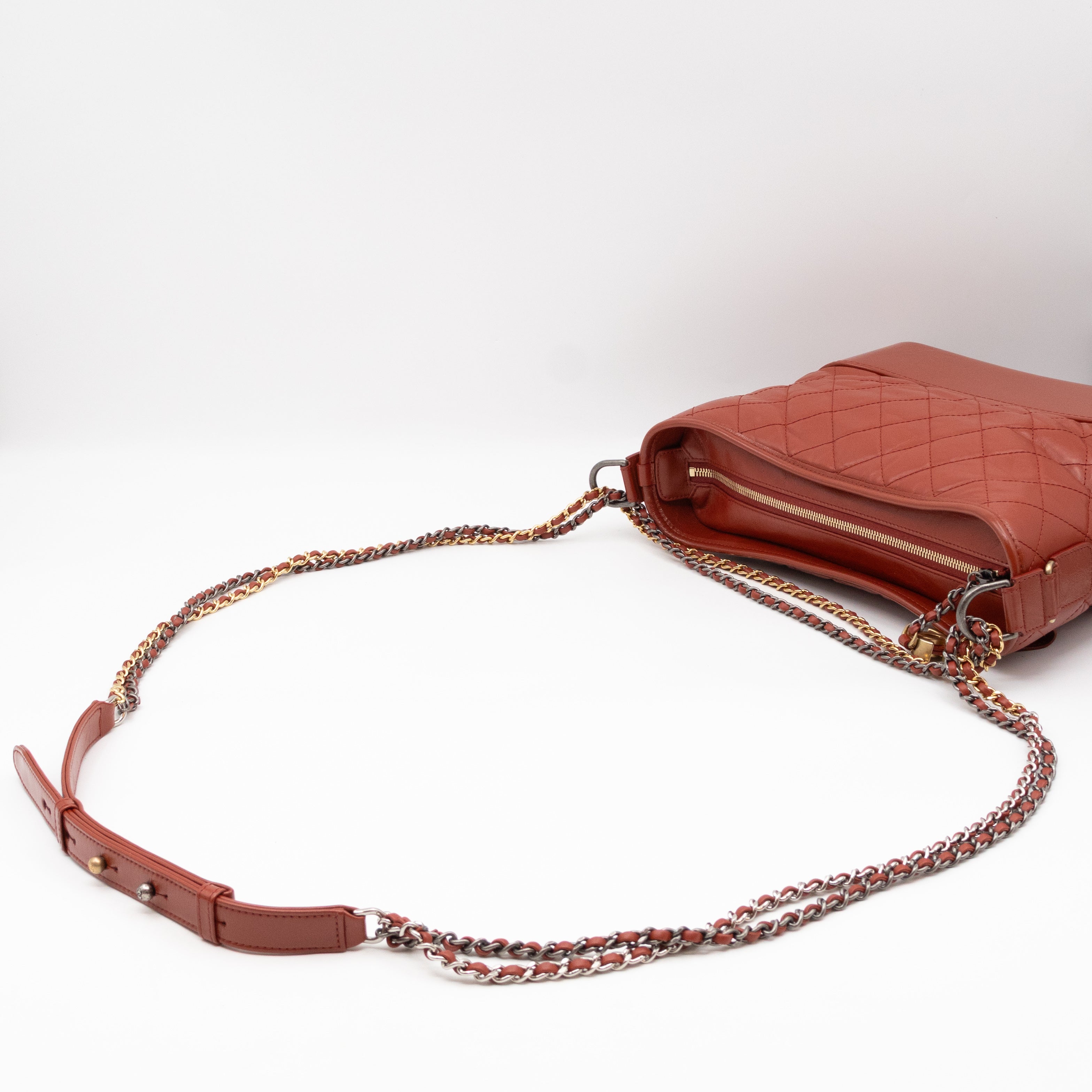 Gabrielle Hobo Medium Brique Rouge Calfskin Leather