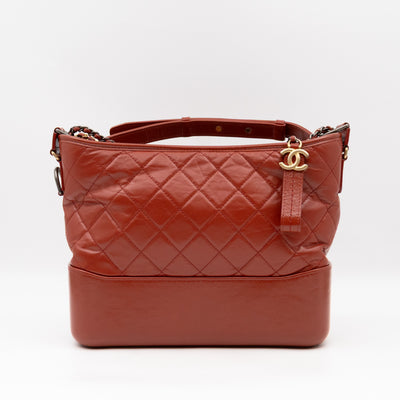 Gabrielle Hobo Medium Brique Rouge Calfskin Leather