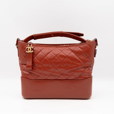 Gabrielle Hobo Medium Brique Rouge Calfskin Leather