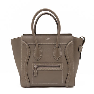 Micro Luggage Grey Leather