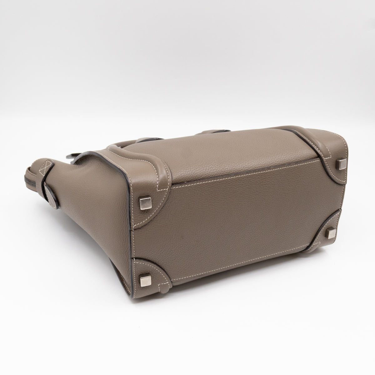 Micro Luggage Grey Leather