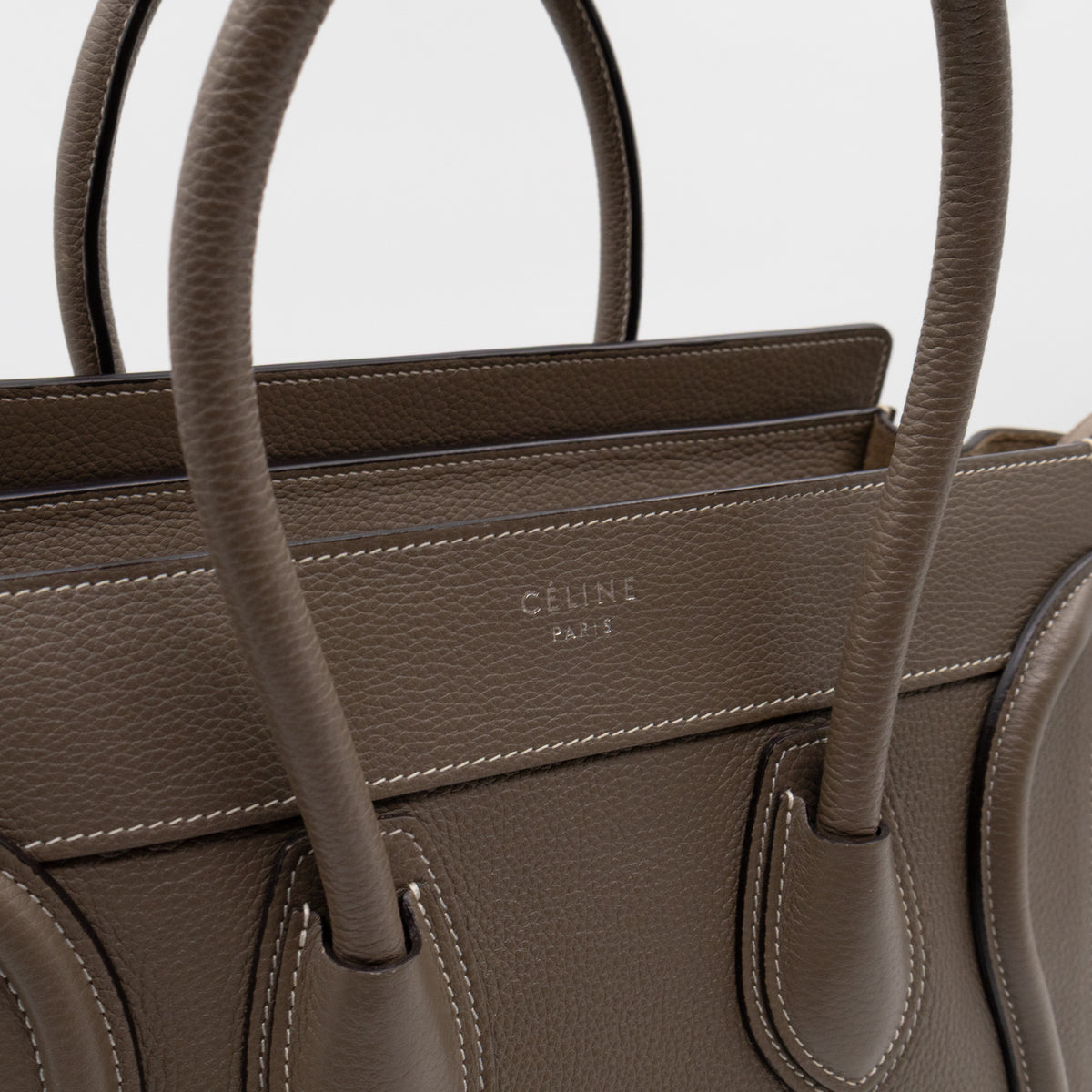 Micro Luggage Grey Leather