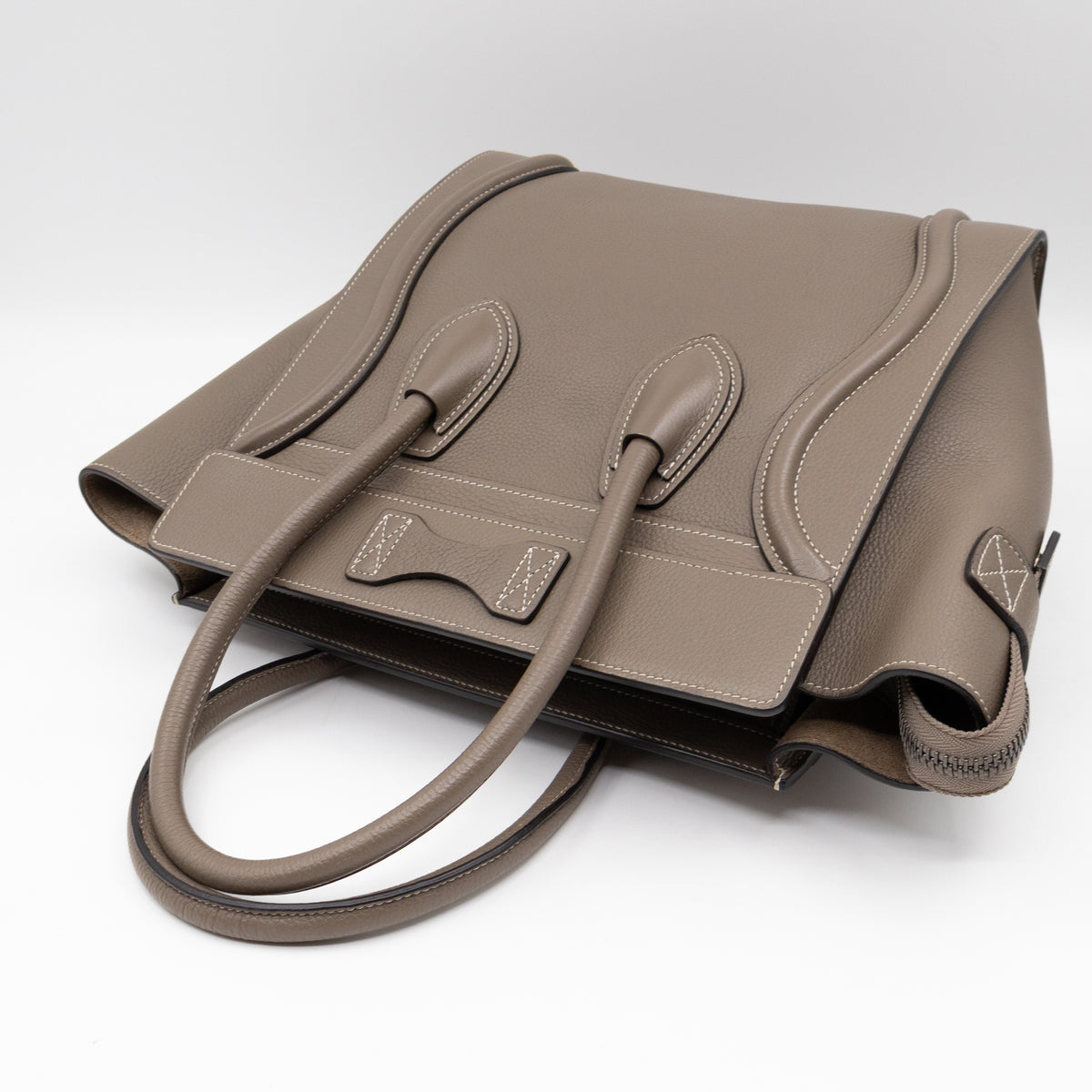 Micro Luggage Grey Leather