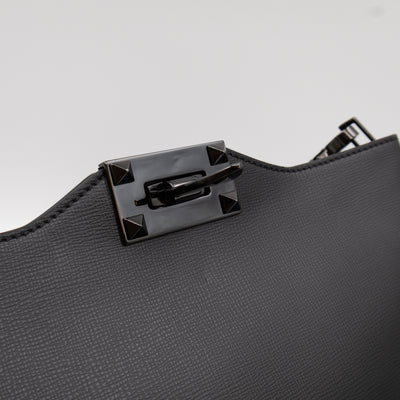 Rockstud Crossbody Bag Black Leather