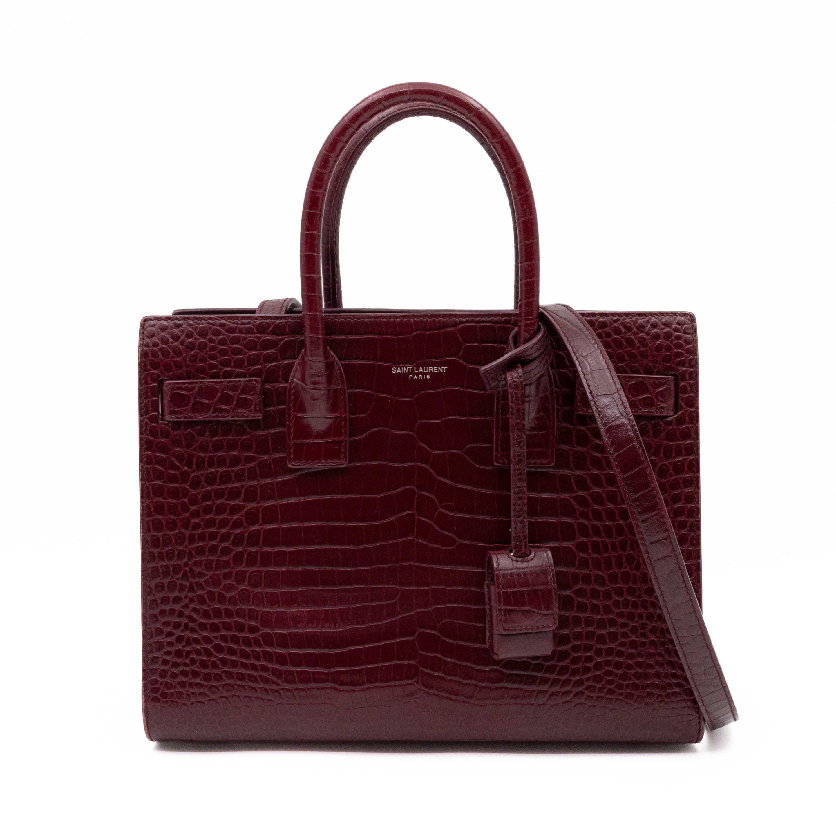 Sac de Jour Baby Burgundy Croc Embossed Leather