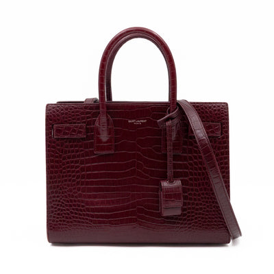 Sac de Jour Baby Burgundy Croc Embossed Leather