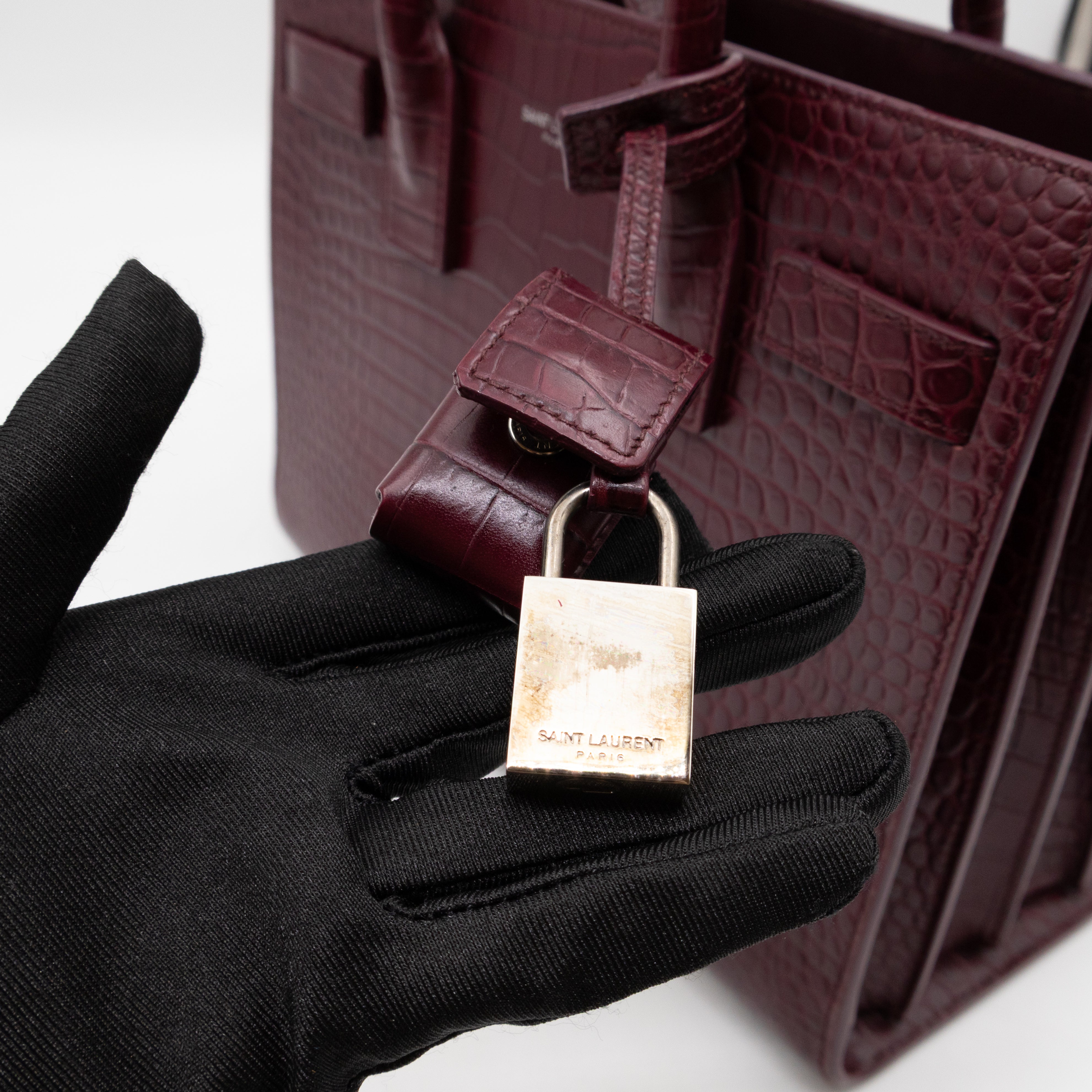 Sac de Jour Baby Burgundy Croc Embossed Leather